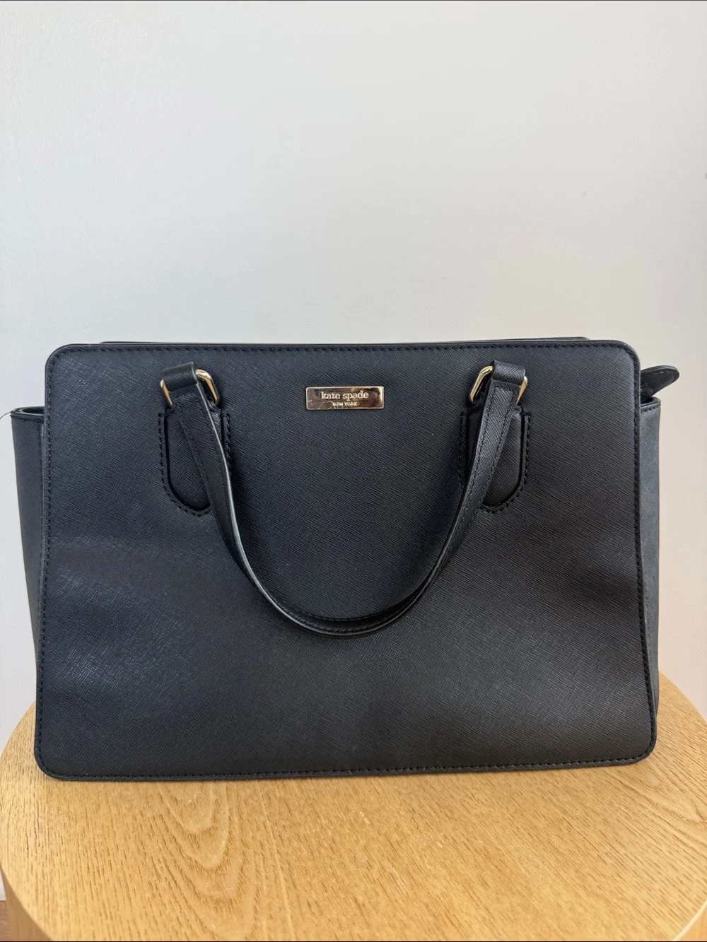 kate spade Black Saffiano Satchel with Gold-Tone Accents